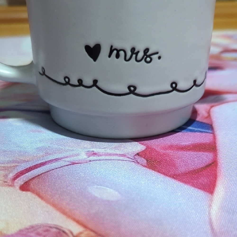 Mr. & Mrs. Coffee Mug Set – White with Black Script - Picture 4 of 8